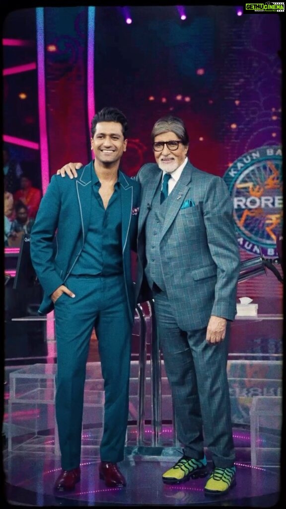 Vicky Kaushal Instagram - “Aaj khush toh bohot hain hum…” . Been watching the show for 22 years on Tv… finally got a chance to be on the show with the Legend! Watch the telecast tonight! . @amitabhbachchan 🫶🏽🙏🏽