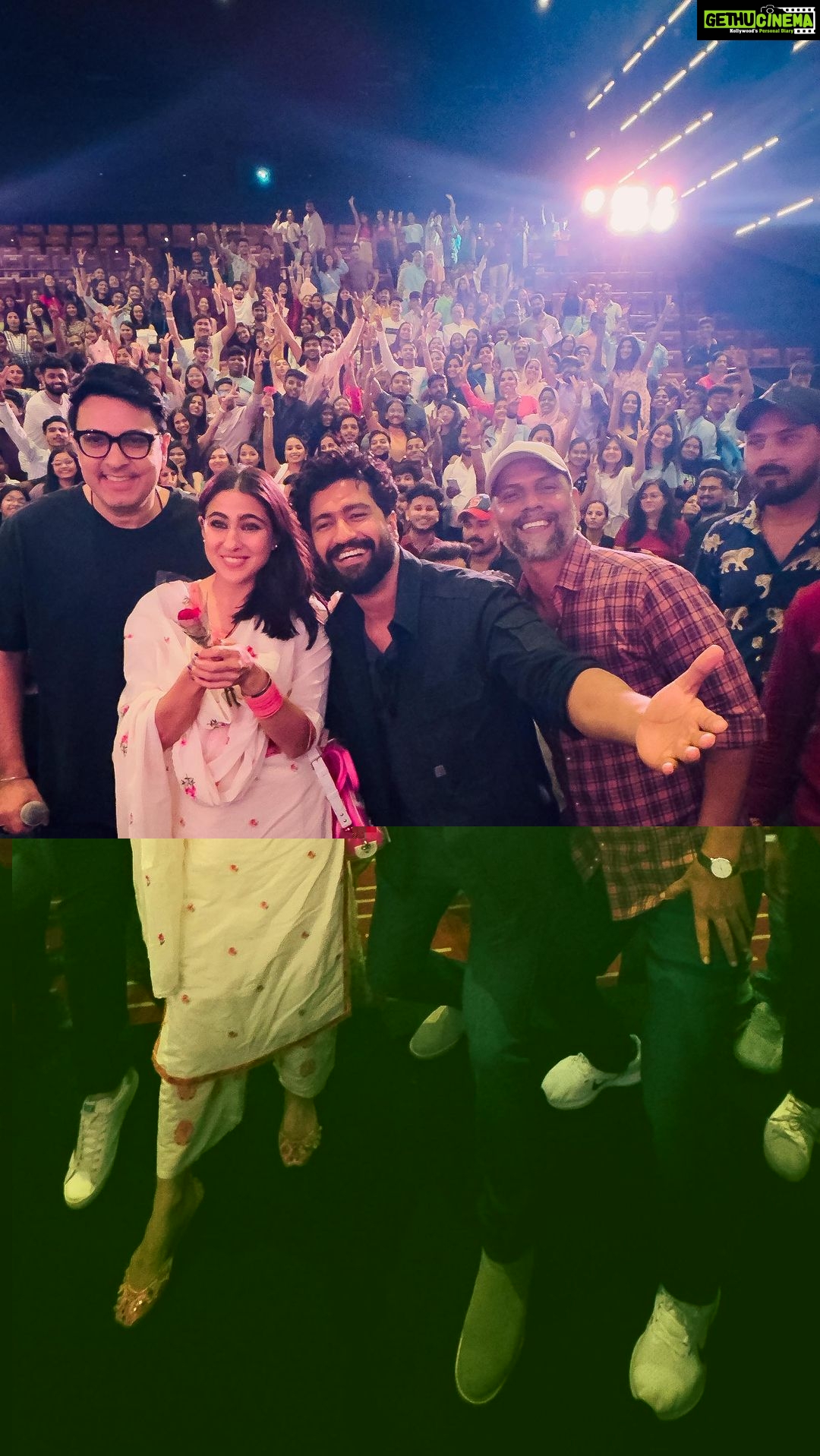 Vicky Kaushal Instagram - Special screening ❤️ special people ❤️ special city!!! Indore ko diya humne ek khaas तोहफ़ा, by holding a surprise #ZaraHatkeZaraBachke screening for our lovely fans! Thank You so much for showering us with so much love. Ab hai aap sabki baari… our Film releases in theatres TOMORROW!!! Please go, watch #ZHZB sah-parivaar kyunki aapka pyaar hai toh humein… Phir Aur Kya Chahiye!!! ❤️❤️❤️ Book your tickets now! In theatres tomorrow. @saraalikhan95 @therakeshbedi @anubhafatehpuria @neeraajysood @kanupriyashankarpandit @susmita_mukherjeeofficial @mrfilmistaani @akash.khurana @himanshu.players50 @srishtigangulirindani @vivaan_shah_786 @Inaamulhaq_official @laxman.utekar #DineshVijan #JyotiDeshpande @maitreybajpai @nazakat.husn @sharadakarki @pvijan @maddockfilms @officialjiostudios @sachinjigar @soulfulsachin @jigarsaraiya @arijitsingh @amitabhbhattacharyaofficial @saregama_official