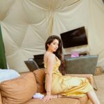 Vrushika Mehta Instagram - Taking a twirl in my sunny yellow dress with my love by my side 💃🏼❤️ What's your favourite colour to wear with your special someone? Share in the comments below! ☀️💛 . An amazing weekend spent at @birchwoodluxurycamping ❤️ #instagood #photooftheday #vrushikamehta