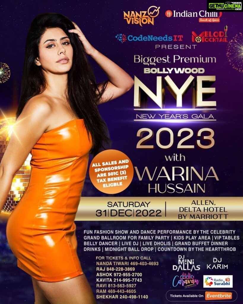 Warina Hussain Instagram - December parties are one good time! Catch me at the biggest premium NewYear’sEve party. #Dallas 🇺🇸 you READY ? @nanzvision @melody_mocktail @djminidallas @djexclusiveofficial #staysexy #comedancewithme