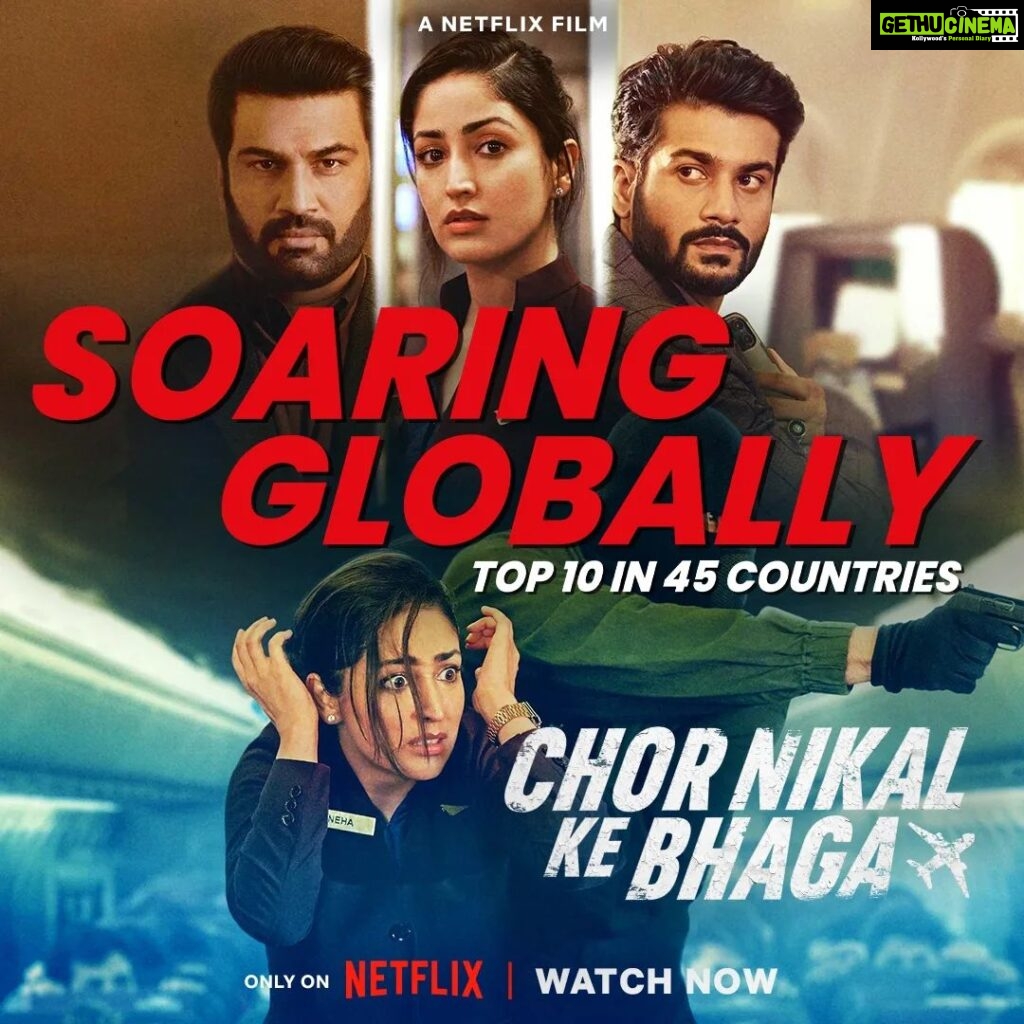 Yami Gautam Instagram - #ChorNikalKeBhaga is TRENDING IN TOP 10 IN FILMS ACROSS 45 COUNTRIES AND to say it has exceeded ALL our expectations is an understatement. Thank you giving this flight all the feels! 🥺♥ Watch now only on @netflix_in ! @sunsunnykhez @netflix_in @maddockfilms @sharadkelkar @indraneilsengupta @ajaysinghmail #DineshVijan @amarkaushik @sirajahmed381 @vishalmishraofficial @rashmeetkaur