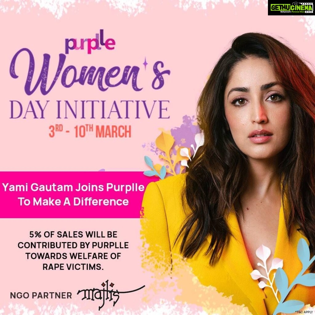 Yami Gautam Instagram - Appropriate mental, emotional, and legal support for survivors of sexual assault is extremely important. The more help we can garner, the greater the impact. I’m so glad that I can be a part of the Purplle Women’s Week campaign again, which helps thousands of women affected by sexual assault and violence in the country. As we celebrate International Women’s Day, Purplle.com continues to contribute 5% of its Women's Week Sale to their NGO partner Majlis, who provide with councelling and legal aid to rape victims and help in their rehabilitation. I encourage everyone to join me and Purplle to support this initiative, from 3rd to 10th March. @letspurplle @majlis_law