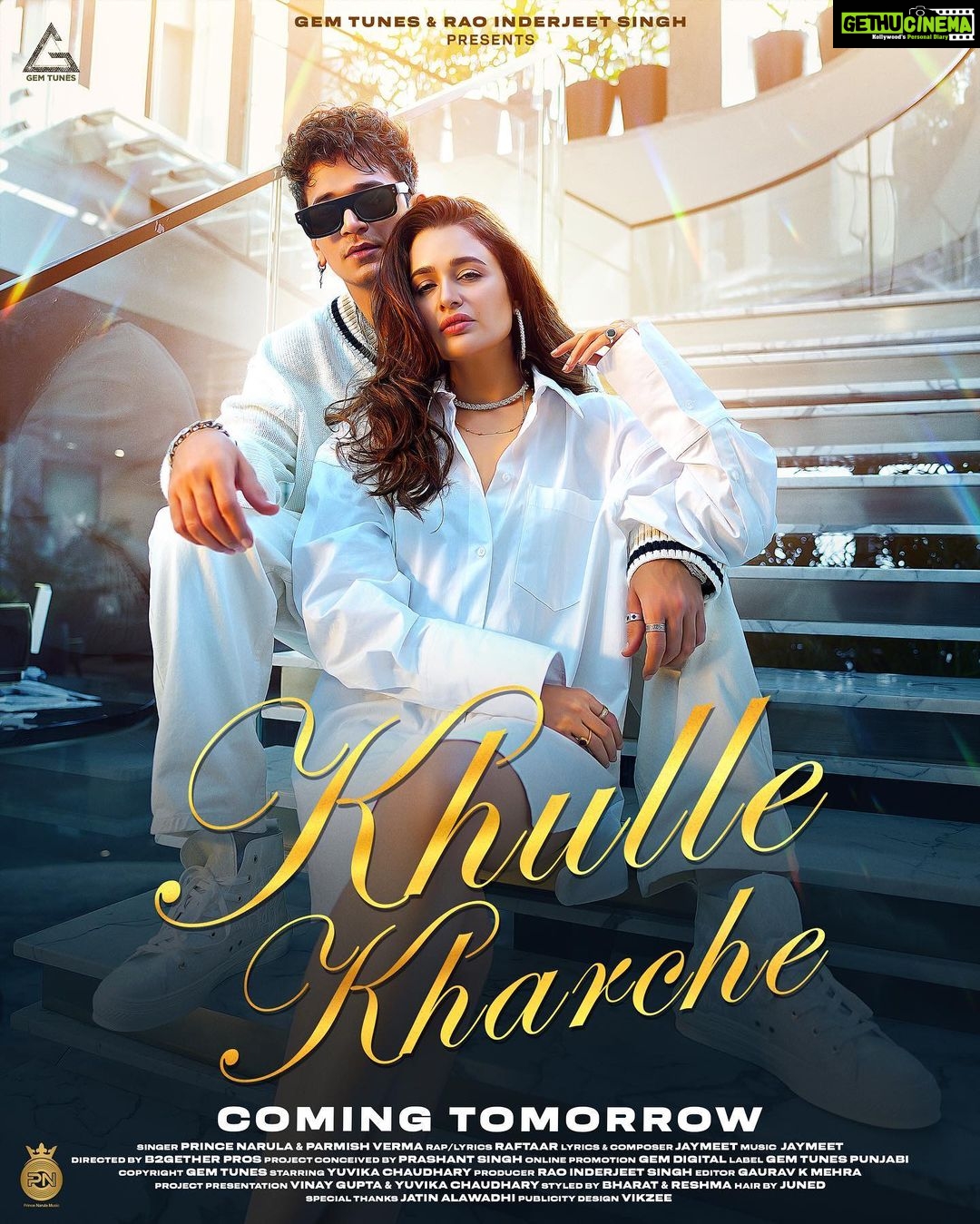 Yuvika Chaudhary Instagram - One Day to go for the Most Awaited song of the year "KHULLE KHARCHE" Starring Prince Narula, Raftaar, and Parmish Verma On Gem Tunes Punjabi Youtube Channel Stay Tuned and follow @gemtunespunjabi for more updates !! Singer : @princenarula @raftaarmusic @parmishverma Starring: @yuvikachaudhary Producer : @raoinderyadav @reena.indereena Music Director & Composer : @jaymeetofficial Director : @b2getherpros @mahisandhuofficial @b2_jobansandhuofficial Editor : @gauravkmehra Styling : @bharat_reshma Project Conceived by : @prashantsinghmi Hair styled by @shanjunaid Project Presention by : @vinayguptaofficial_ @yuvikachaudhary Label : @gemtunespunjabi Publicity design - @postermonkey Digital Promotion : @gemdigitalofficial Special Thanks : @thismohitjain @jatin_alawadhi Poster create by @postermonkey #khullekharche #princeraftaarparmish #raftaar #princenarula #parmishverma #yuvikachaudhary #raoinderjeetsingh #reenayadav #raa #gemtunespunjabi #gemdigital #releasing #releasingtomorrow #gemtunesofficial #newpunjabisong #newsong