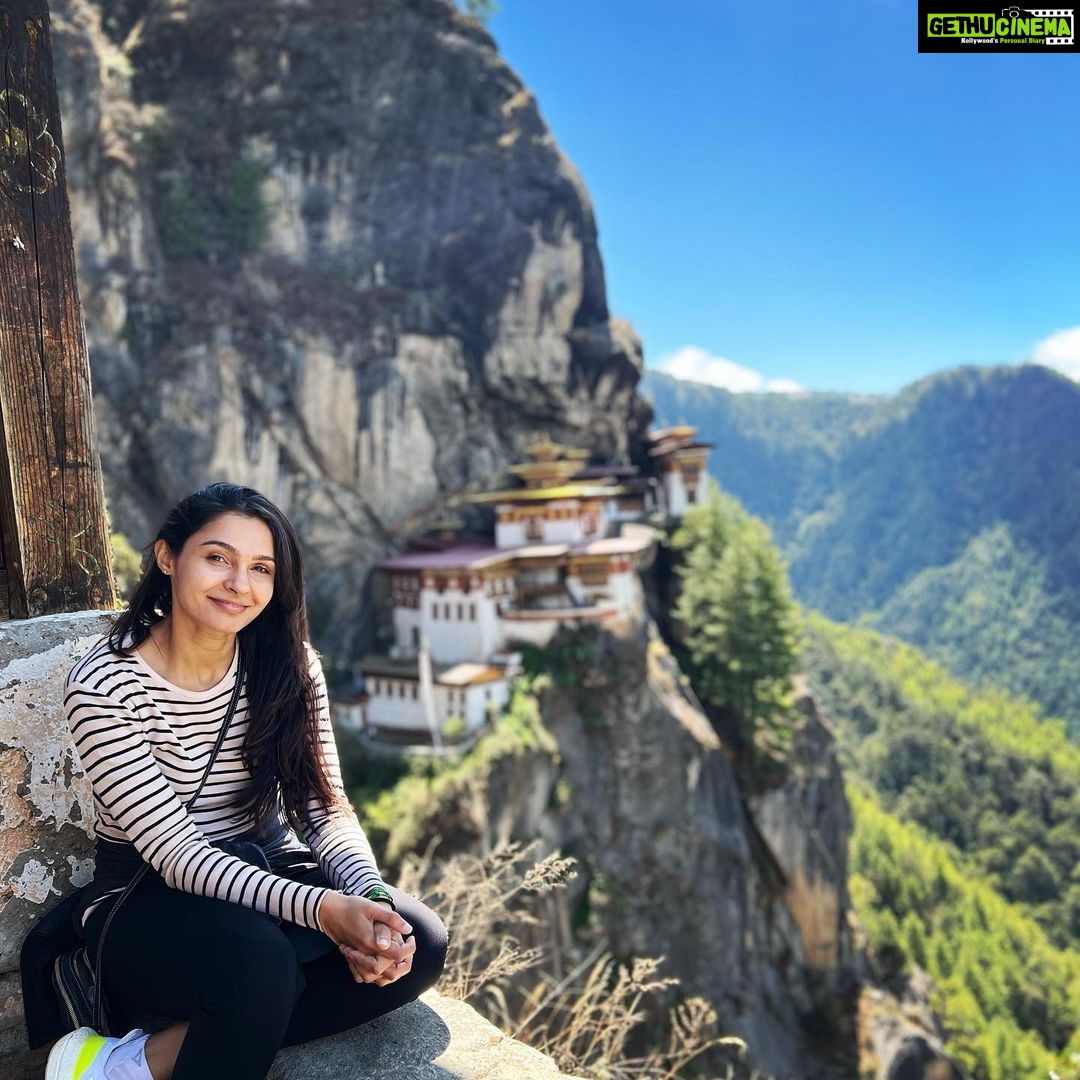 Andrea Jeremiah Instagram - Paro taktsang ✨ Someone said to me, there are 3 layers to experiencing Bhutan… The first layer is the visual experience, taking in all the beautiful landscapes that this Himalayan kingdom has to offer! The second is the physical experience- the trekking & hiking, breathing in all that clean air, the cleanest in the world ! And the third is the spiritual experience- Bhutan, the land of Buddhism & mysticism, can open your heart if you allow it to… #paroTaktsang is magical because it ticks all 3 boxes and I’m eternally grateful that I got to have this experience 🫶 Thank you @gtholidays.in for yet another memorable trip 🙏🏻🙏🏻🙏🏻 The beauty of Bhutan goes beyond what the eye can see, it’s in the kindness & compassion of its people and their beautiful hearts ❤️❤️❤️ #bhutan #gtholidays #solotravel #shotoniphone #tigernestmonastery