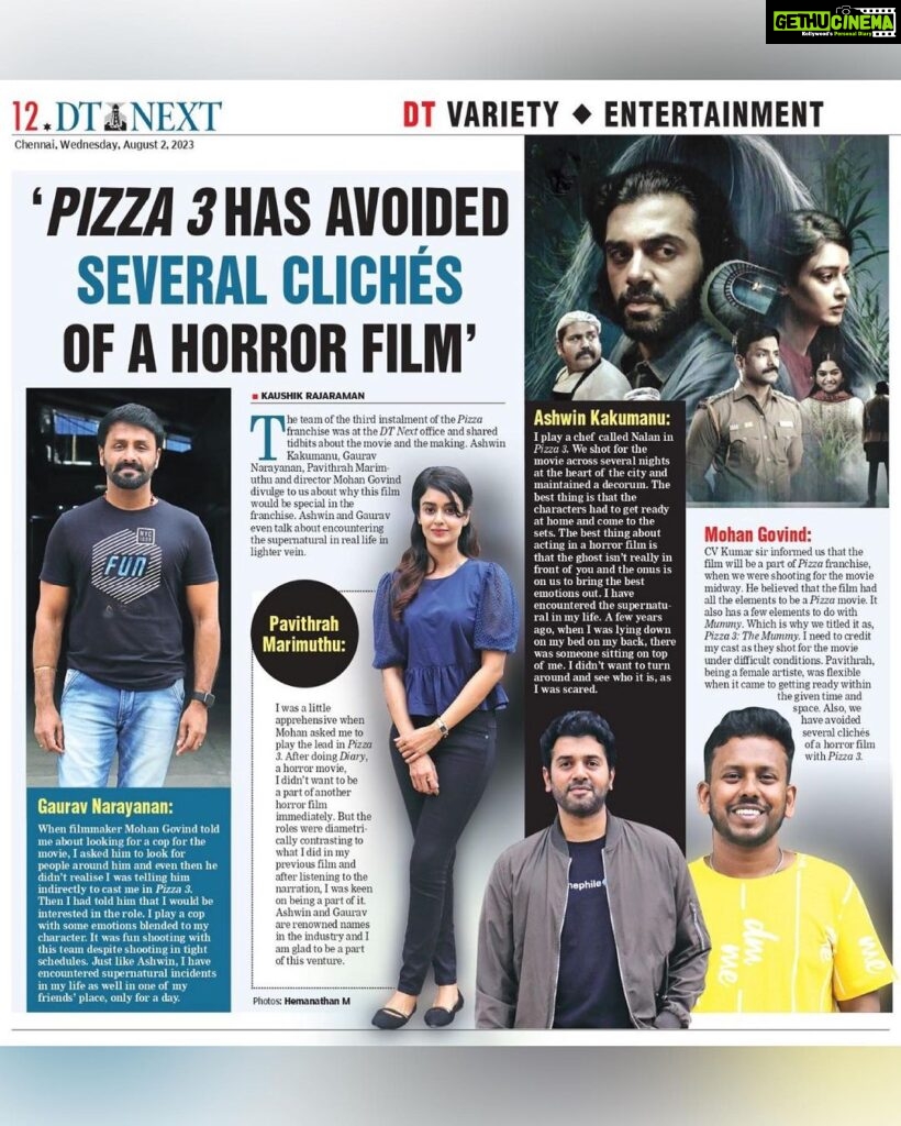 Ashwin Kakumanu Instagram - The team of #Pizza3, @AshwinKakumanu, @Pavithrah_10, @mohangovind9496, @directorgaurav in a convo with @iamkaushikr shared tidbits about the movie and the making. They divulge why this film would be special in the franchise. Link In Bio! @thirukumaranentertainment #Pizza #Pizzathemovie #Pizza3themummy #Pizzafranchise #DirectorMohanGovind #PavithrahMarimuthu #AshwinKakumanu #horror #horrorfilm #tamilhorrorfilm #pizza3review #pizza3thefilm #gauravnarayanan #DirectorGaurav #kollywood #cinema #cinemaupdate #entertainment #entertainmentnews #DTNextentertainment