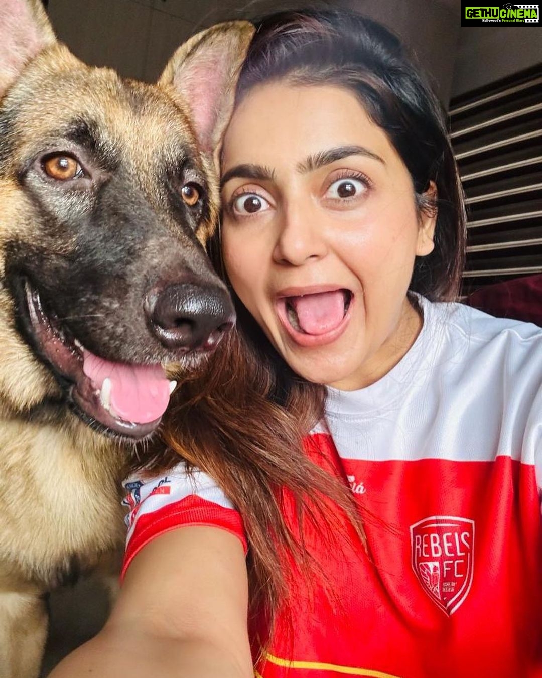 Avantika Mishra Instagram - So fur-ocious! Had to give him endless belly rubs to get these pictures. @rumi.mish ❤️😅 . . #GermanShepherd #HatesTakingPictures