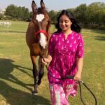 Bhanushree Mehra Instagram - Unforgettable moments at @theummedjodhpur Jodhpur when I shared breakfast with my four legged friends at the hotel. You won’t believe, the horses nibbled on the croissants like they were their favourite snacks. Who knew they had such refined taste? 😃 It’s these unexpected experiences that make traveling so magical. Share your most amusing experiences of animals enjoying unexpected treats in the comments below ! @theummedjodhpur @khyathisolutions