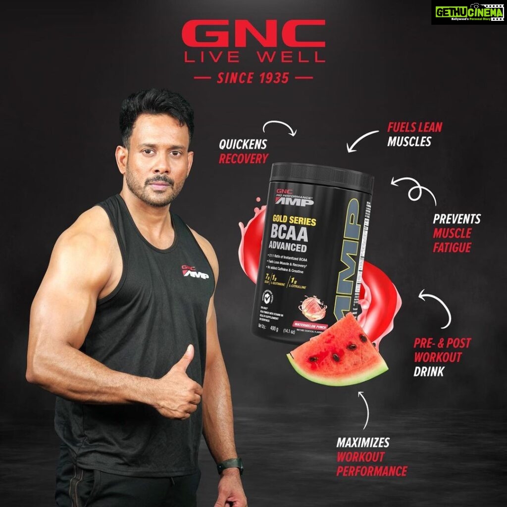 Bharath Instagram - Get In your dose of BCAA today! Containing leucine, valine and isoleucine, GNC's BCAA Advanced formula works to improve your performance while also ensuring you recover faster from muscle fatigue by protecting muscle metabolism! Their Should be NO COMPROMISE in your workout #GuardianGNC#GNC#GNCLiveWell#LiveWell#StayHealthy#StayFit#GoldSeriesBCAAAdvanced#NOCOMPROMISE @guardiangnc @gncindia @GNC @ipradeepmishra