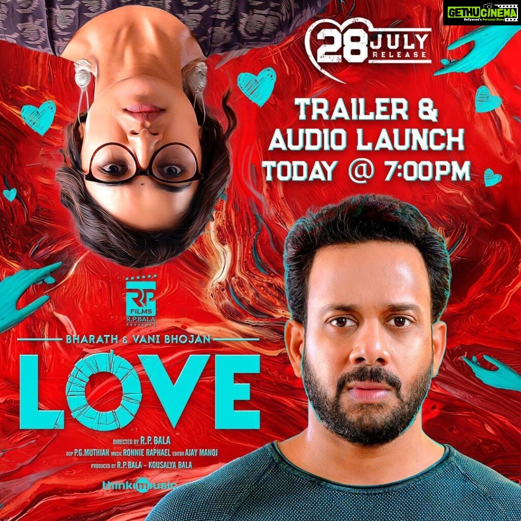 Bharath Instagram - Brace yourself for a whirlwind of emotions as the audio and trailer of #Love drops today at 7 PM!❤ #LoveTrailerFromToday #Bharath50 @bharath_niwas @vanibhojan_ @rpfilms_official @rpbalaofficial @ronnie.raphael @p.g.muthiah @rajakrishnan_mr @actor_vivekprasanna @iamswayamsiddha @stunner_sam @a.pa.raja @iantoprasanth @an_editor_ajmj @thinkmusicofficial @teamaimpro @decoffl