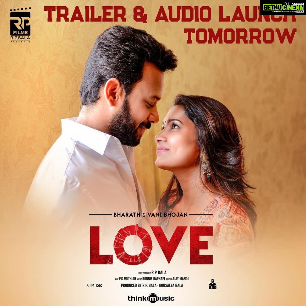 Bharath Instagram - Get ready to be swept away by #Love , as the audio and trailer drops tomorrow!❤ #LoveTrailerFromTomorrow #Bharath50 @vanibhojan_ @rpfilms_official @rpbalaofficial @ronnie.raphael @p.g.muthiah @rajakrishnan_mr @actor_vivekprasanna @iamswayamsiddha @stunner_sam @a.pa.raja @iantoprasanth @an_editor_ajmj @thinkmusicofficial @teamaimpro @decoffl