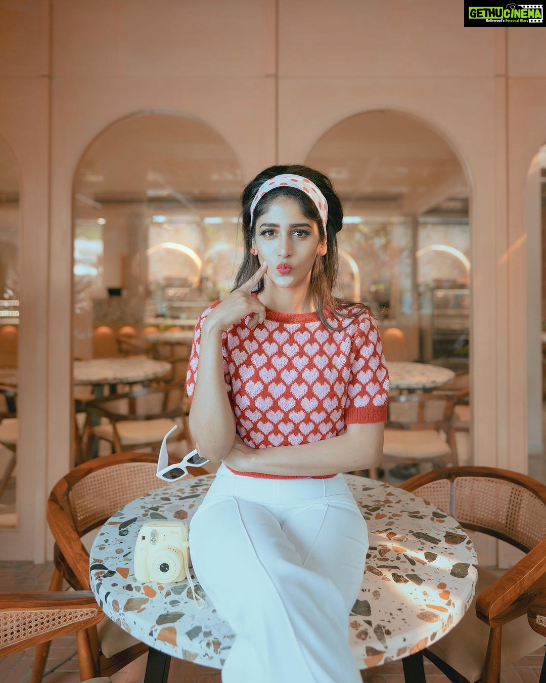 Chandini Chowdary Instagram - Romanticizing my life like I’m in a Wes Anderson film. Photography: @shaktismaran Styling: @aishwarya128 MUAH: @saikrishnabandari assisted by @crafted_hair_by_her Location: @hog_india #wesanderson