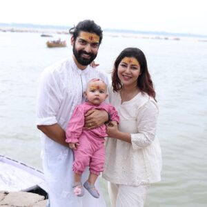 Debina Bonnerjee Instagram - At the spiritual heart of India (Varanasi) 
where we did baby Divisha’s  mundan  ceremony ✨🩷
(Missed my pinu) 🥹
हर हर महादेव 🙏🏻🕉️. @divishaadiva 
.
.
#us #family #blessed #gangariver #love #varanasi