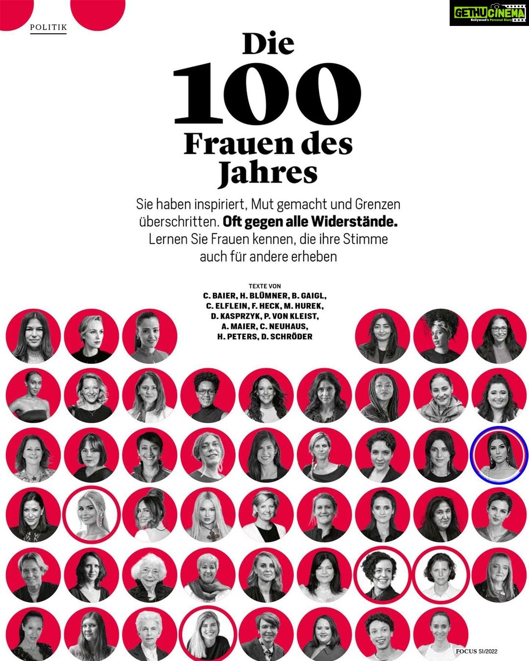 Elnaaz Norouzi Instagram - I am among Focus Magazine’s 100 Women of the year 2022 in Germany 💥 „They have inspired, encouraged and pushed boundaries. Often against all odds. Get to know the women who raise their voices for others. These are the women we should listen to.” WOW, I am truly honored and speechless. Growing up I always wanted to inspire people, Ive always believed in being courageous and fighting for what’s right. Getting such a huge acknowledgment makes my heart smile ❤️🥹 Danke @focus_magazin , ich fühle mich total geehrt und solche Anerkennungen geben noch mehr Energie für den weiteren Kampf. 🇩🇪 اسم من در لیست صد زن منتخب سال مجله ی فوکوس آلمان قرار گرفته. "آنها الهام بخش بودند، شجاعت بخشیدند و مرزها را جابجا کردند که اغلب برخلاف احتمالات بوده. زنانی را بشناسید که از صدای خود برای دیگران استفاده میکنند و زنانی هستند که ما باید به آنها گوش دهیم" این باعث افتخار منه و واقعا نمیدونم چی باید بگم. خیلی ممنونم از مجله فوکوس. همیشه دوست داشتم الهام بخش مردم باشم و باور داشتم که باید جسور بود و باید برای چیزی که حق است مبارزه کرد. گرفتن همچین تصدیق بزرگی باعث میشه قلب من لبخند بزنه ... 🥰 💚🕊❤️ #mahsaamini #100womenoftheyear #focusmagazin #germany #deutschland #powerfulwomen #opiran #iran #iranrevolution #womenlifefreedom #مهسا_امینی #زن_زندگی_آزادی