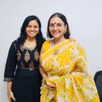 Fathima Babu Instagram - All smiles with Ms Subhashini and moonga Kota saree