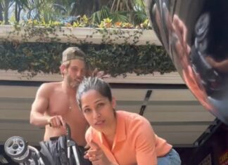Freida Pinto Instagram - Does anyone else train for solo traveling with your toddler like this? Co-parenting with Cory is so fun. Even though sometimes he takes it far too seriously. If you see me fumbling with the stroller at the airport please do not report to my husband🤣🤣