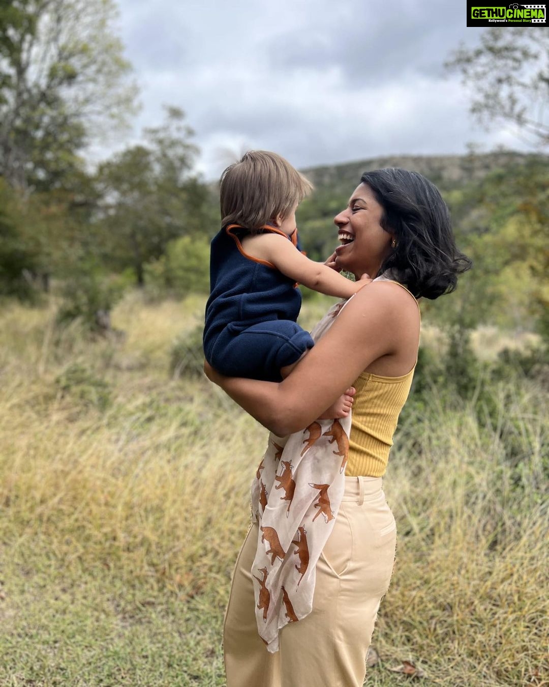 Freida Pinto Instagram - On October 28, my little Rumi-Ray turned 1! My instinct was to stay present and savour every minute of the feeling, celebrating and holding tight to the milestone. Celebrating the incredible growth Rumi has gone through, the adventures the three of us as a family have been through, and completing my first year of being a mother. We spent the weekend away with the family around the campfire. I tried my hand at baking a “smash cake” which turned out not to be very smash-able… but alas maybe next year I’ll give it another go. Rumi's gorgeous great-grandmother introduced us to Thoi Noi (a Vietnamese first birthday tradition), where little Rumi gleefully went straight for the tennis ball, tried his luck with the calculator, and pivoted to the ruler but decided on a computer mouse and calculator combo. Maybe that was his way of telling us - I have many interests and I am dynamic. I like that for Rumi. I was so grateful my wonderful sister @sharonfpinto (Rumi's godmother) and my parents were able to come from India to join us in celebrating. @preetidesai (also Rumi's godmother) kept us all in splits with her wicked sense of humour. @coryt wonderful parents, aunt, and cousins were all there to bless this lucky little boy who gets to boast of being part Indian, part American, and part Vietnamese. For the icing on the cake... Rumi and I got to romp around in our matching PJs (a tradition I will continue as long as he will let me). My heart is so content and I wanted to share a little piece of my happiness with all of you.