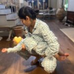 Freida Pinto Instagram - On October 28, my little Rumi-Ray turned 1! My instinct was to stay present and savour every minute of the feeling, celebrating and holding tight to the milestone. Celebrating the incredible growth Rumi has gone through, the adventures the three of us as a family have been through, and completing my first year of being a mother. We spent the weekend away with the family around the campfire. I tried my hand at baking a “smash cake” which turned out not to be very smash-able… but alas maybe next year I’ll give it another go. Rumi's gorgeous great-grandmother introduced us to Thoi Noi (a Vietnamese first birthday tradition), where little Rumi gleefully went straight for the tennis ball, tried his luck with the calculator, and pivoted to the ruler but decided on a computer mouse and calculator combo. Maybe that was his way of telling us - I have many interests and I am dynamic. I like that for Rumi. I was so grateful my wonderful sister @sharonfpinto (Rumi's godmother) and my parents were able to come from India to join us in celebrating. @preetidesai (also Rumi's godmother) kept us all in splits with her wicked sense of humour. @coryt wonderful parents, aunt, and cousins were all there to bless this lucky little boy who gets to boast of being part Indian, part American, and part Vietnamese. For the icing on the cake... Rumi and I got to romp around in our matching PJs (a tradition I will continue as long as he will let me). My heart is so content and I wanted to share a little piece of my happiness with all of you.