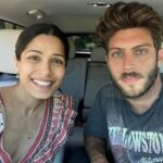 Freida Pinto Instagram - Let’s title this one trying to take a photo with your baby — they don’t sit still. Thank you @kiausa for letting us try out your fabulous EV6 over Monterey Car Week! Carmel by the Sea