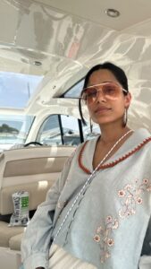 Freida Pinto Instagram - A sunny disposition. Sunglasses: @zimmermann Shirt: @carolinakuniverse Mallorca