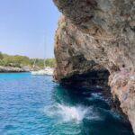 Freida Pinto Instagram - Blue as far as the eye can see… Plus Cory climbing (and jumping) off the cliff face. Mallorca