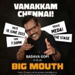 Ganesh Venkatraman Instagram - hi Chennai folks here's a shout out to my my big bro and the super talented @badavagopi anna for his first standup one of a kind stage show next Sunday 18June in Chennai... guys This man is a fire on stage and will keep u rolling in laughter.. Gauranteed Fun.. don't miss it !! sending u lots of luv BADAVA GOPI 🤗🤗 #standupcomedy #Chennai