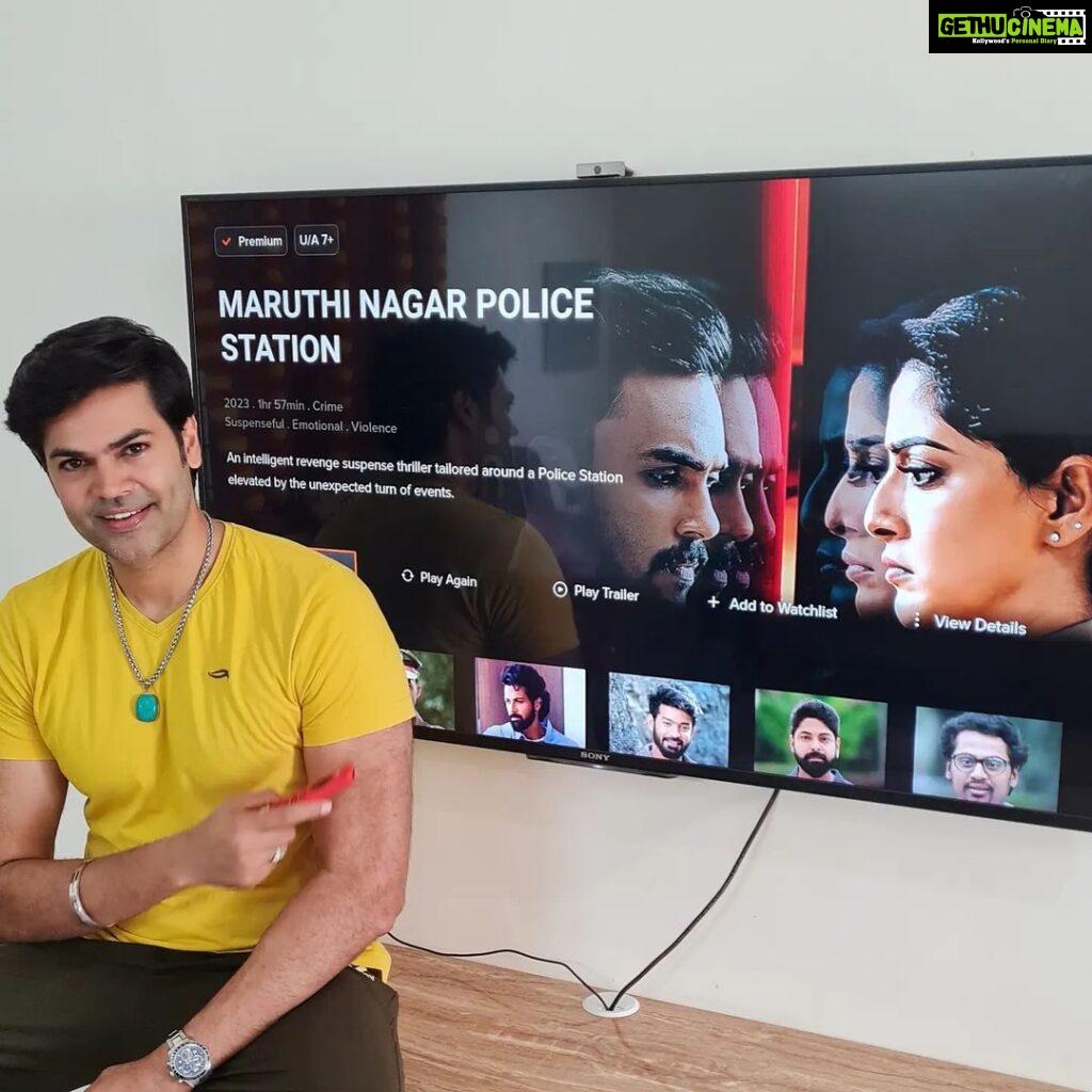 Ganesh Venkatraman Instagram - Hi guys, do watch #MaruthiNagarPoliceStation Streaming On Aha, a lovely edge of the seat thriller starring my dear friends @varusarathkumar and @actorarav Arav so happy to see ur growth as an Actor my dear bro.. first as a kick ass villain in #kalagathalaivan & now In this film 🔥 🔥 and Varu u always justify all ur characters perfectly and u r a total Rockstar in this 😎😎... Great job by the supporting cast @santhoshprathapoff @vivek_rajgopal @yazar_christopher loved @mahatofficial 's impactfull Cameo in the film... great job macha 🤗 semma screenplay and story by @filmmaker_dayal_padmanabhan Do watch it friends ❤❤ @donechannel1