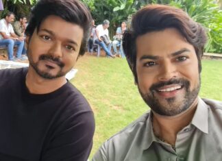 Ganesh Venkatraman Instagram - With the ever charming #thalapathy Vijay anna who has wowed the audience all over with his mind blowing performance in #Varisu What a range he has as an Actor- comedy, emotion, action, drama u name it.. and doing it for the last 30 years What a Legacy ❤❤ And guys.. he is a total live wire and so much fun on the sets too.. missing his humor 😊.. love u anna🤗 #30yearsofvijayism #thalapathyfanforever #thalapathyvijay #varisupongal‌  #varisublockbuster #behindthescenes #shootingspot #Tamilcinema #thalapathyfanforlife