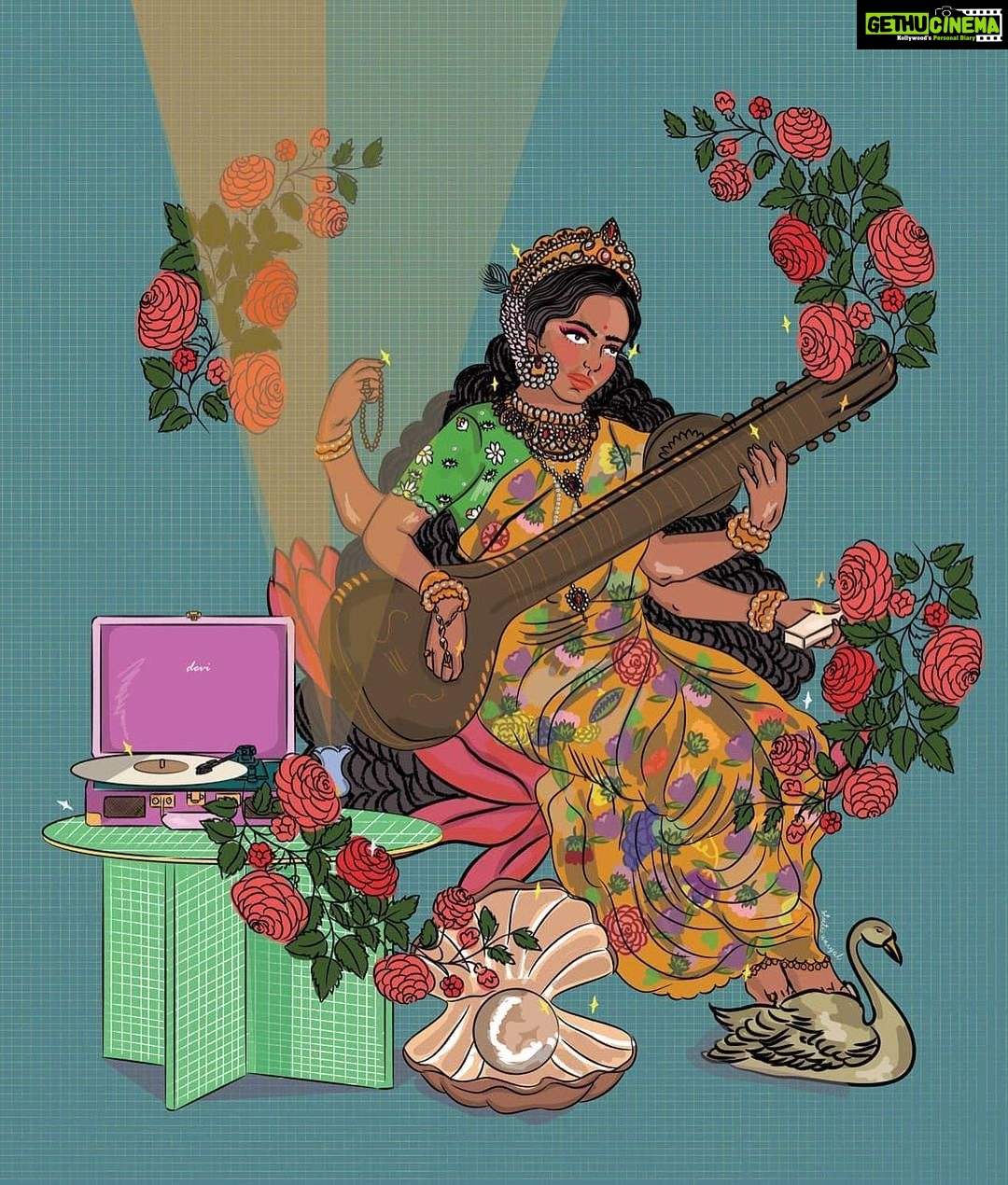 Isha Talwar Instagram - Happy Basant Panchami✨ May we always be guided by Ma Saraswati and thrive in love and creativity 🌸 Thank you @stewtea for creating beautiful artwork 🪔 Feel free to reach out to her to lighten up your homes :) #basantpanchami #springishere #artists #masaraswati #basantritu #artists