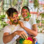 Ishita Dutta Instagram – Happy Holi from us to u 💚💙❤️
Our Holi evolution over the years 😝
Missing u vatty come back soon our Holi pic for this year is due ❤️
@vatsalsheth