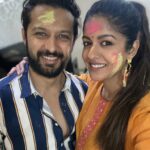 Ishita Dutta Instagram - Happy Holi from us to u 💚💙❤️ Our Holi evolution over the years 😝 Missing u vatty come back soon our Holi pic for this year is due ❤️ @vatsalsheth
