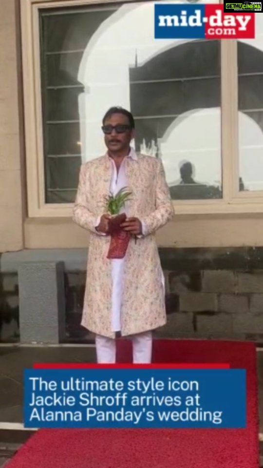 Jackie Shroff Instagram - Our very own, ultimate style icon @apnabhidu has arrived for #AlannaPanday's wedding in Mumbai| #JackieShroff #AlannaPanday