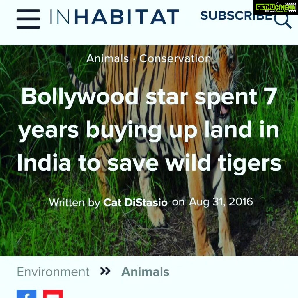 Jackie Shroff Instagram - #Tiger number is the most accurate indicator of our freshwater, fertility, rivers, air quality and overall environmental health. The vahan of Ma #Durga is the true #guardian of the #people of #India. Every #Indian #citizen must #pledge to #protect & #preserve our magnificent #biodiversity on #globaltigerday #worldtigerday @narendramodi @vicepresidentofindia @timesnow @timesofindia @natgeoindia @discoverychannelin #winner #amazingindianawards2022 #animalwelfare #swabhiman #bharat #founder @sitabaniwildlifereserve #India's first private #wildlife #reserve with wild #tiger #leopard presence. Sitabani Wildife Reserve