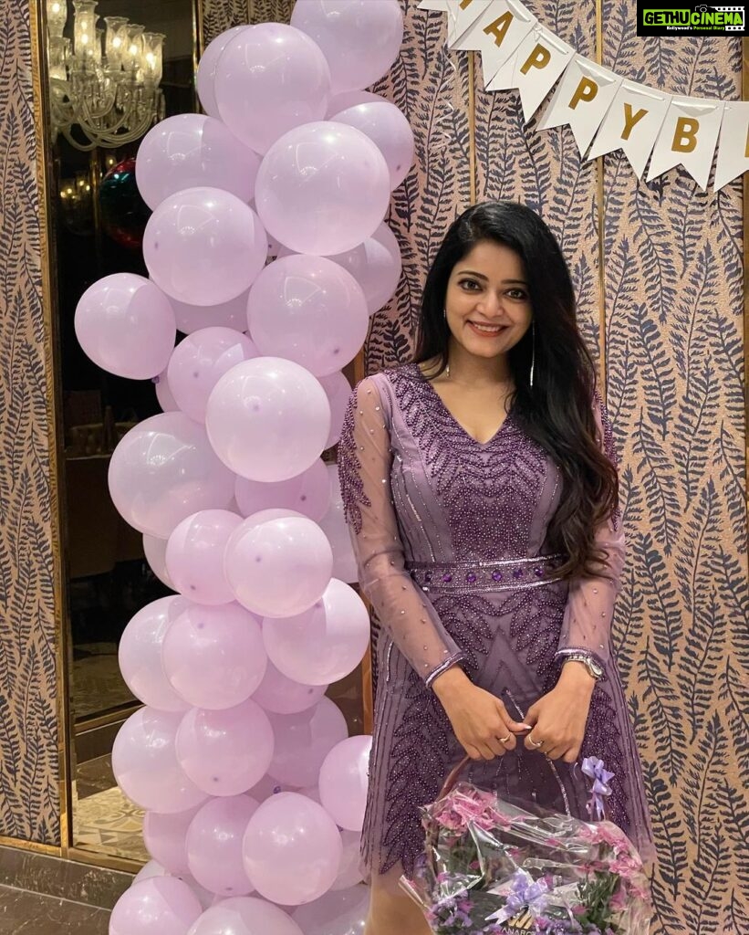 Janani Iyer Instagram - Thanks to everyone who posted “happy birthday” messages for me today! I read every one of them, and they totally made me smile. Not to mention my wonderful friends who made it extra special!💜💜💜 Outfit- @thehazelavenue Radisson Blu GRT Chennai