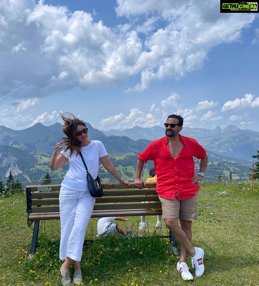 Kareena Kapoor Instagram - Hair Flying Hero next to me❤️ Alps in the background… Ready for the shot ❤️🌈Summer 2023
