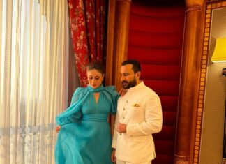 Kareena Kapoor Instagram - Never feeling blue with my man…always wearing it …♥️ @thestellarentertainmentco @redseafilm
