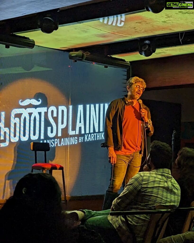 Karthik Kumar Instagram - @evamkarthik how are you this powerhouse of talent I say. say? ... To hear from a man what it means to be an 'aan' (Man in Tamil), what different rules society doles out for women, from the dupatta-pottuko advice to the power of a woman to keep her Susu in while a man just can't hold it; to how a girl's puberty is announced to the world in many parts of India.. where all old uncles and aunts of the world are invited but not the poor 'young boys' who the girls grew up with, who then have to figure out everything, because the girls don't tell them anything, 'because they won't get it':)). Being an Indian Male, that can't be seen as a loser (isn't that a woman who 'loses' her virginity), that is made a big deal of even if he makes a mediocre 'sumaar sambhar', that is the setter of rules since man-kind was born.. KK Aansplains how being on this power trip is, a trap. Profound lines of life that he says off sarve-sadharanama:). Jusst like that, until our brains process it a minute later. In this video I attempted a review of this standup act that I watched this evening of 90 minutes of rolling laughing on KK's every English Tamil gentle dig on Culture, Confidence & Kamal Hassan & other funny lines, until you realise that it's not funny. Patriarchy joke's on us. And it took this author, actor performer and scripter extraordinaire to tell it to our face. Go see it, paarunga. The splain truth or dare. ... Missed you @aiyyoshraddha wanted to so see this with you. @vidvas @_nithyashri girls where were you? @neerapanti @susheelarajagopal Bangalore, India