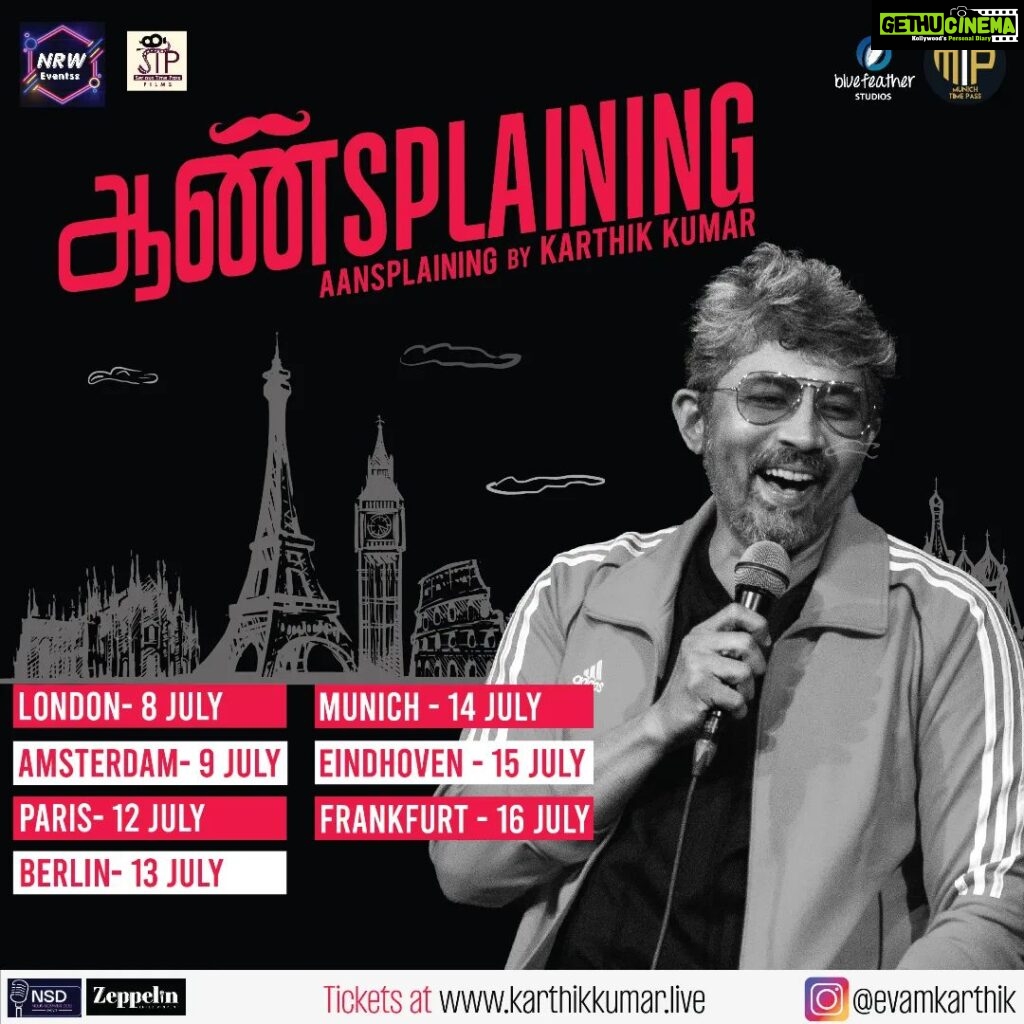 Karthik Kumar Instagram - By popular demand!! Aansplaining touring Europe and back to London for the second time! Get your tickets at www.karthikkumar.live #standupcomedy #comedy #funny #jokes #trending #Paris #Berlin #Eindhoven #Munich #Frankfurt #Amsterdam #Europe #London