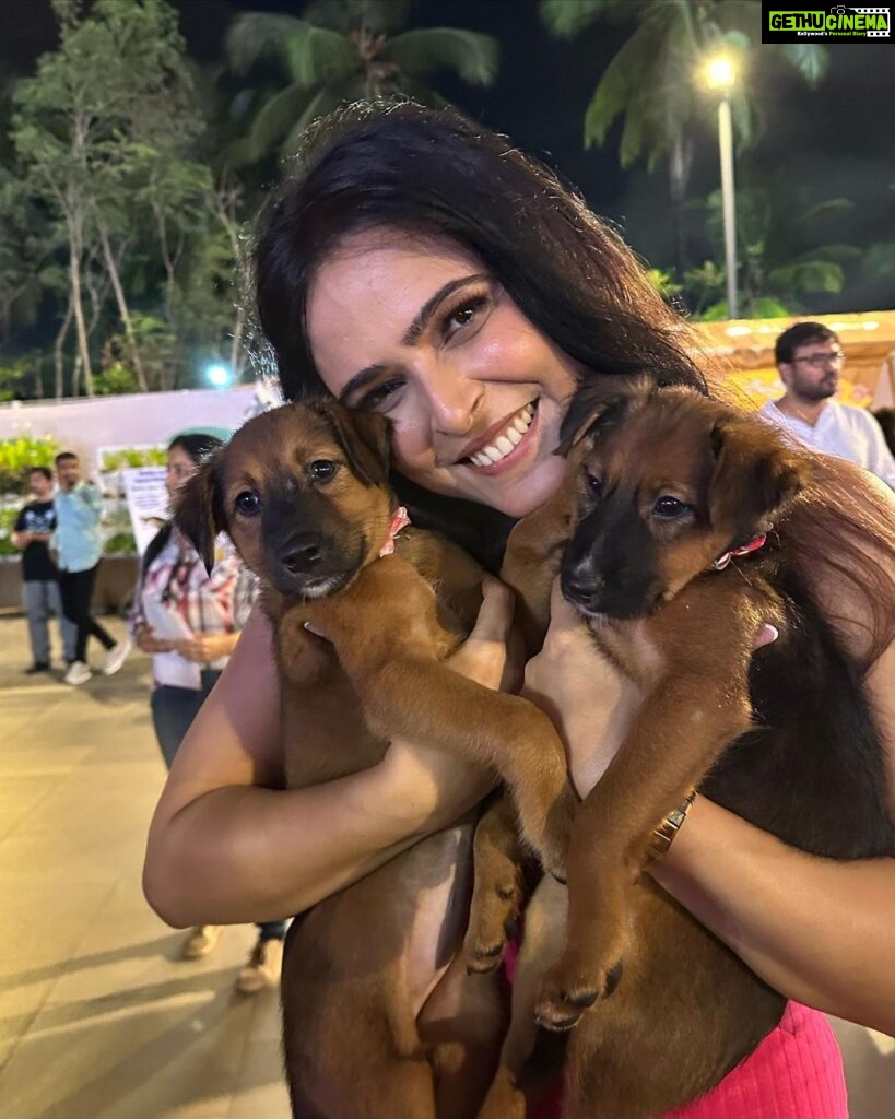 Madhurima Tuli Instagram - Last evening was spectacular spending time with these munchkins.. Congratulations on your 2nd anniversary @jf.yolofoundation @jacquelinef143 and Thank you for having me. These puppies are also looking for a home. Feel free to contact them. ❤️❤️ @jio_creative_labs