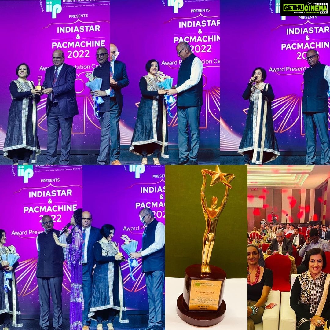 Madhushree Instagram - It’s very special awards . Everything is Packaging today , so happy to got this #indiastar &#pacmachine #awards 2022 #vetaransinger awards. Thanks to #iip #indianinstituteofpackaging #music #song #mallipoo #sojazara #vtk #bahubali2 #rkmishra #shantipriya #anushaiyer #murdermistery #avinashvishwajeet