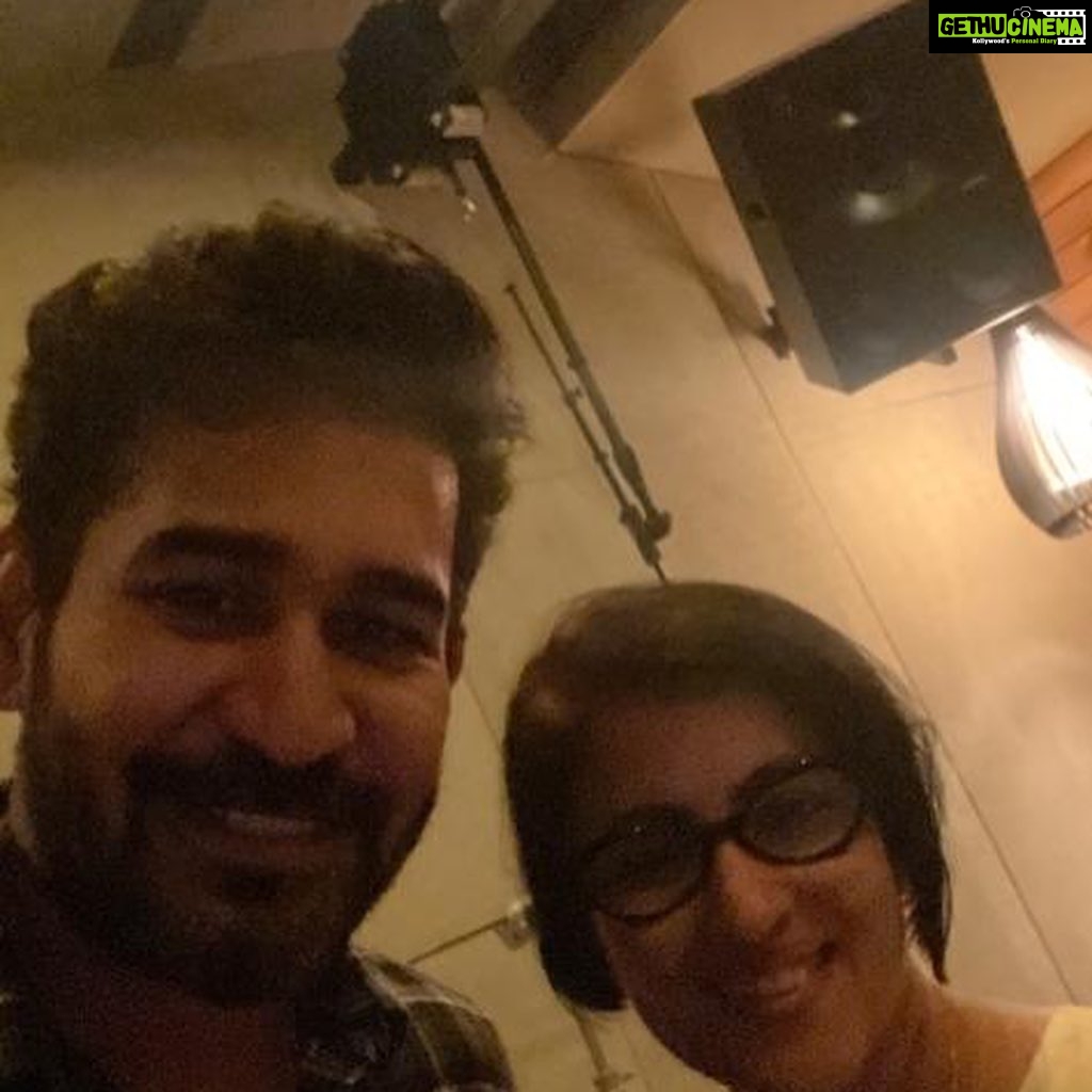 Madhushree Instagram - Remembering the song recording in the studio with #superstar #vijayantony #kalloorumpoove song . Such multitalented but very #humble person . #virupakshamovie