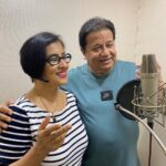 Madhushree Instagram - #great to sing with #anupjalota #bhajansamrat and #uditnarayan top #bollywood #playbacksinger ..and upcoming singer #anubhavsuman . beautiful #track #music by #robbybadal . #suriname