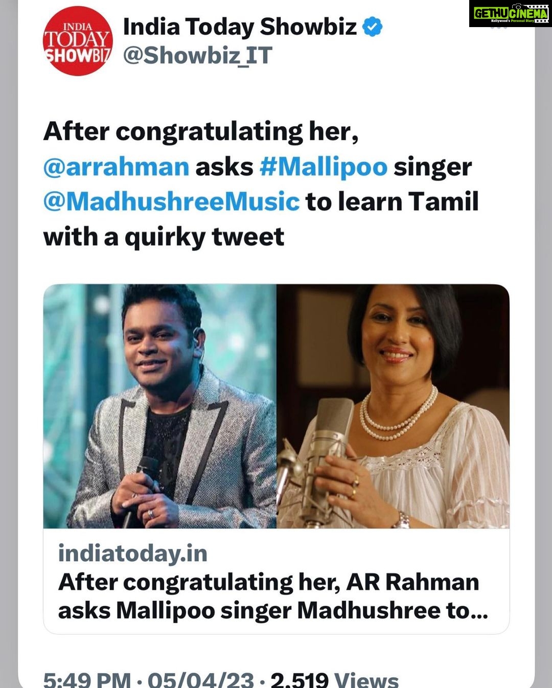 Madhushree Instagram - Start learning Tamil 😊. #mallipoo #arrahman #vtk #gautammenon #silambarasan #thinkmusic #music #singer #song