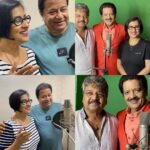 Madhushree Instagram - #great to sing with #anupjalota #bhajansamrat and #uditnarayan top #bollywood #playbacksinger ..and upcoming singer #anubhavsuman . beautiful #track #music by #robbybadal . #suriname