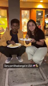 Manimegalai Instagram - America paridhaabangal 🐒 Bala bday spcl Dinner in Foreign Nadu roadu 🤣 #reelsvideo #funnyvideos #america United States of America