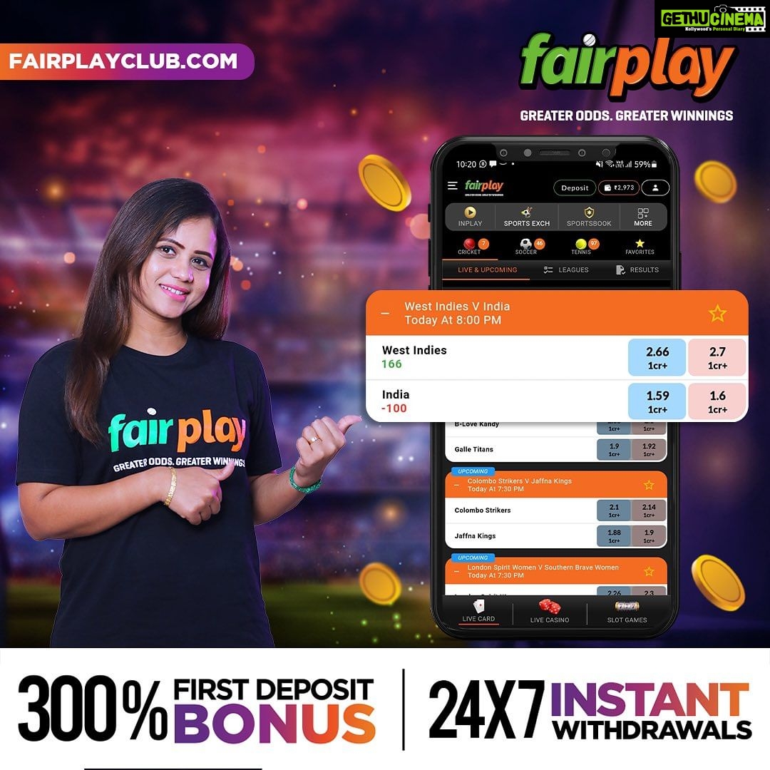Manimegalai Instagram - Use Affiliate Code MANI300 for a 300% first and 50% second deposit bonus. ππ₯ The India and West Indies series is heading towards an exciting stage with India looking to bounce back. Don't miss this exciting opportunity to bet with FairPlay, where you get the best odds in the market! πΈπ₯ Get a 3% loss-back bonus, up to 10% loyalty bonus, and 15% referral bonus to maximize your winnings! ππ #FairPlay #IndvsWI #INDvWI #T20Imatch #T20Iseries