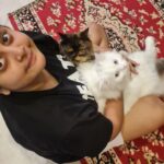 Manjima Mohan Instagram - When someone asks me what my plan for the day is? Me : 1.Find the kitties, 2.Squish them till they run for their dear life, 3. Chase them around and squish them again!🤷‍♀️