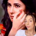 Nitibha Kaul Instagram - Testing out this super cool one lipstick makeup hack that I saw on @katrinakaif’s page! Monochrome makeup is quite in these days- quite liked how it turned out 😍 Would you try this makeup hack? #MakeupHack #RedLipstickHack #OneLipstickChallenge #MonochromeMakeup Delhi, India