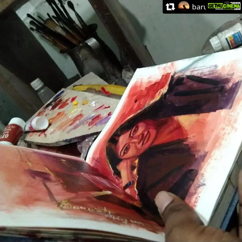 Paoli Dam Instagram - Bah! ❤️ Thank you so much . . #Repost @baruahsubrat Acrylic on paper Learning Trying to paint this amazing lady @paoli_dam ma'am . . #acrylic #artwork #portraiture #dailyart #artworld #camlinkokuyo #artistoninstagram #colours #study #portraitartist #sketchbook #contemporaryartist #contemporaryart #madewithcamel #actress #paolidam #sketching #realisticpainting #fanart #lovethis #thankyousomuch #sendinglove