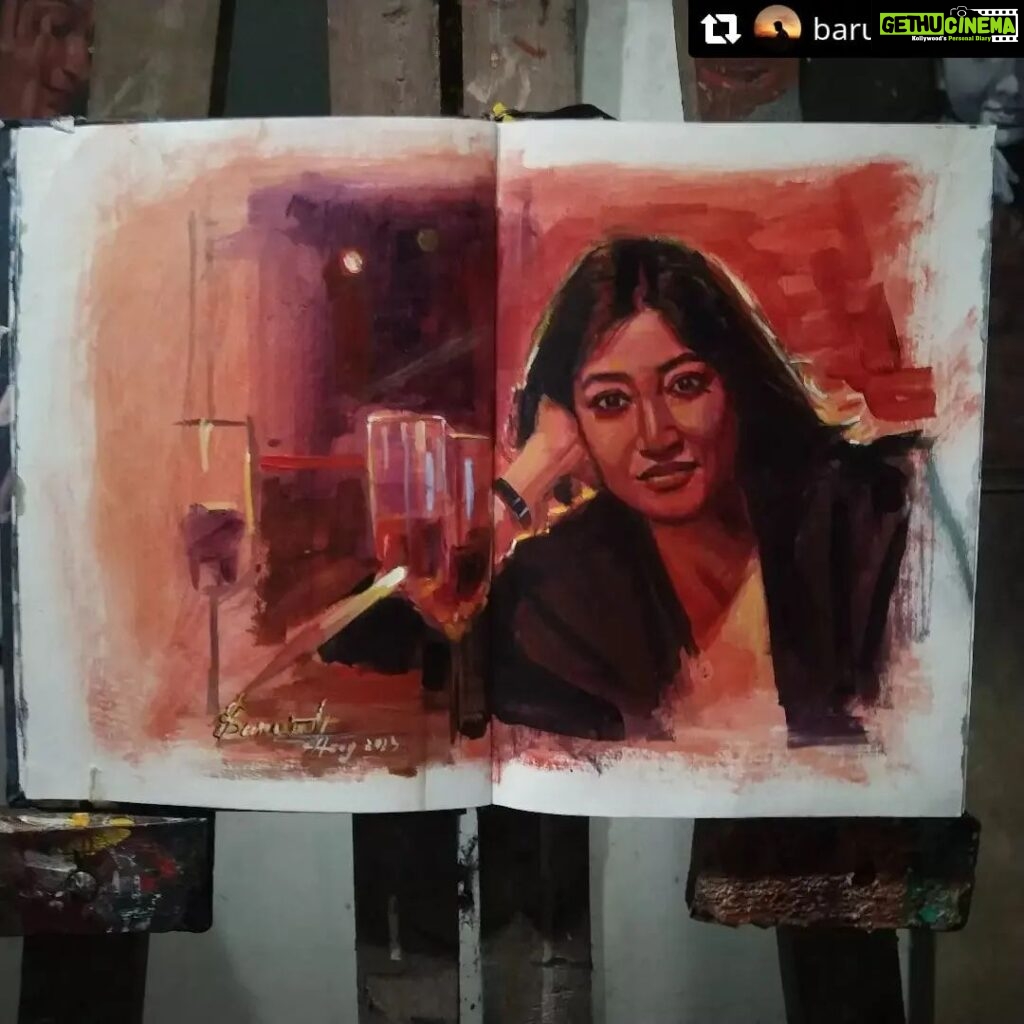 Paoli Dam Instagram - Bah! ❤ Thank you so much . . #Repost @baruahsubrat Acrylic on paper Learning Trying to paint this amazing lady @paoli_dam ma'am . . #acrylic #artwork #portraiture #dailyart #artworld #camlinkokuyo #artistoninstagram #colours #study #portraitartist #sketchbook #contemporaryartist #contemporaryart #madewithcamel #actress #paolidam #sketching #realisticpainting #fanart #lovethis #thankyousomuch #sendinglove