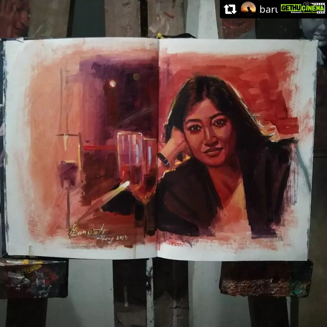 Paoli Dam Instagram - Bah! ❤️ Thank you so much . . #Repost @baruahsubrat Acrylic on paper Learning Trying to paint this amazing lady @paoli_dam ma'am . . #acrylic #artwork #portraiture #dailyart #artworld #camlinkokuyo #artistoninstagram #colours #study #portraitartist #sketchbook #contemporaryartist #contemporaryart #madewithcamel #actress #paolidam #sketching #realisticpainting #fanart #lovethis #thankyousomuch #sendinglove